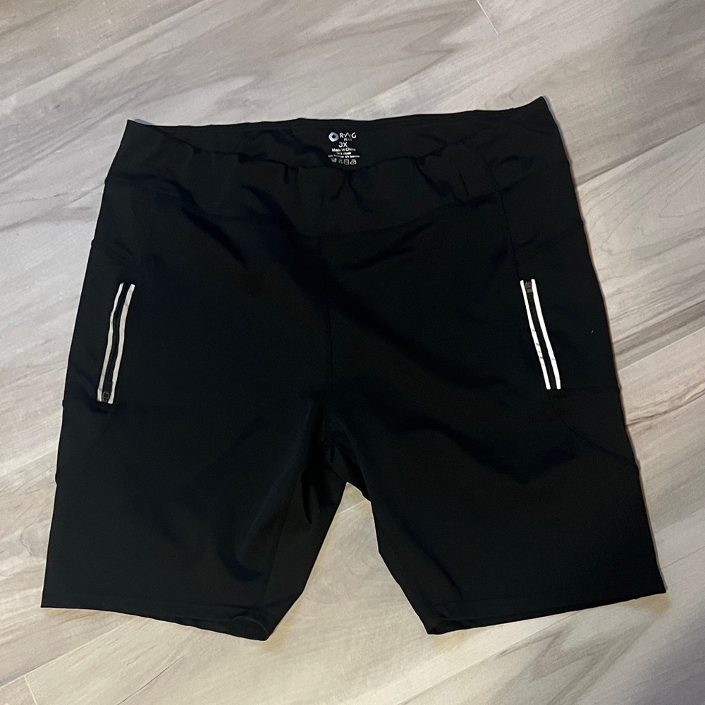 Women's Black Bermuda Active Shorts with Reflective Zip Trim